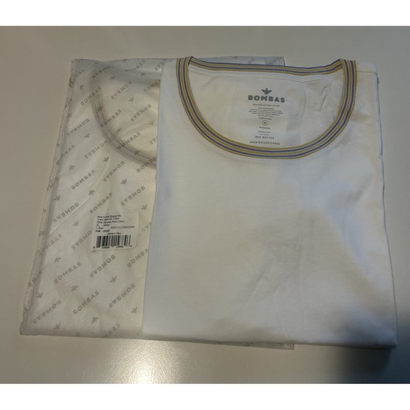 Women's Pima Cotton Crew Neck T-Shirt White NEW XL Bombas Lot Of 2 - Picture 1 of 6